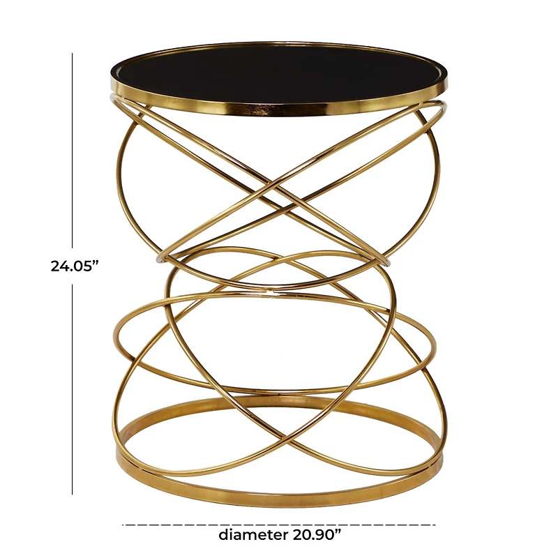 24" Open Ring Accent Table with Black Marble Top