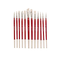 Hello, Artist! Short Handle White Taklon 12 Piece Brush Set