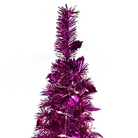 6ft. Pre-Lit Pink Tinsel Pop-Up Artificial Christmas Tree, Clear Lights