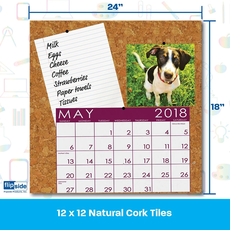 6" x 6" Flipside Cork Tiles, 4ct.