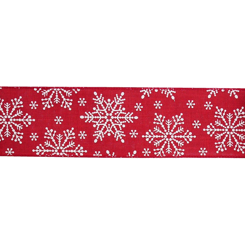 2.5" x 20ft. Red & White Snowflakes Wired  Ribbon by Celebrate It®