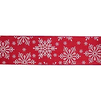 2.5" x 20ft. Red & White Snowflakes Wired  Ribbon by Celebrate It®