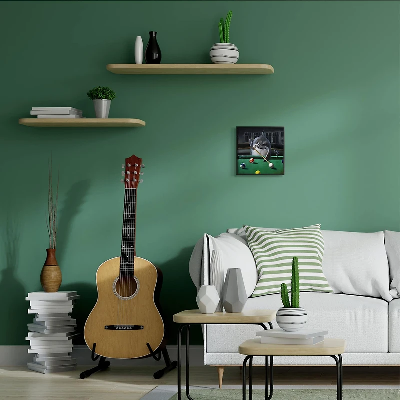 Stupell Industries Pool Shark Funny Marine Animal Bar, 12" x 12"