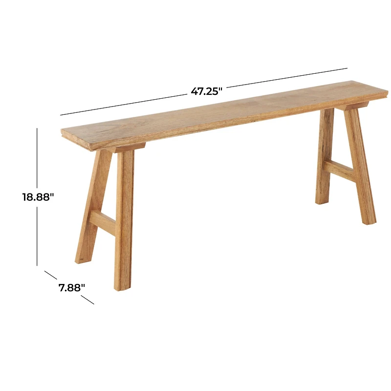 47.25" Brown Mango Wood Handmade Traditional Home Bench