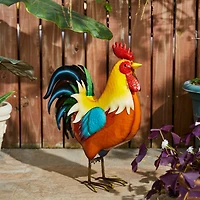 Glitzhome® 21" Vibrant Standing Metal Rooster Garden Statue