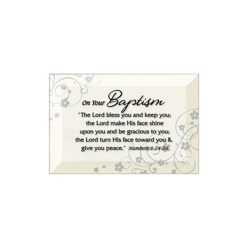 Baptism Beveled Glass Plaque with Easel
