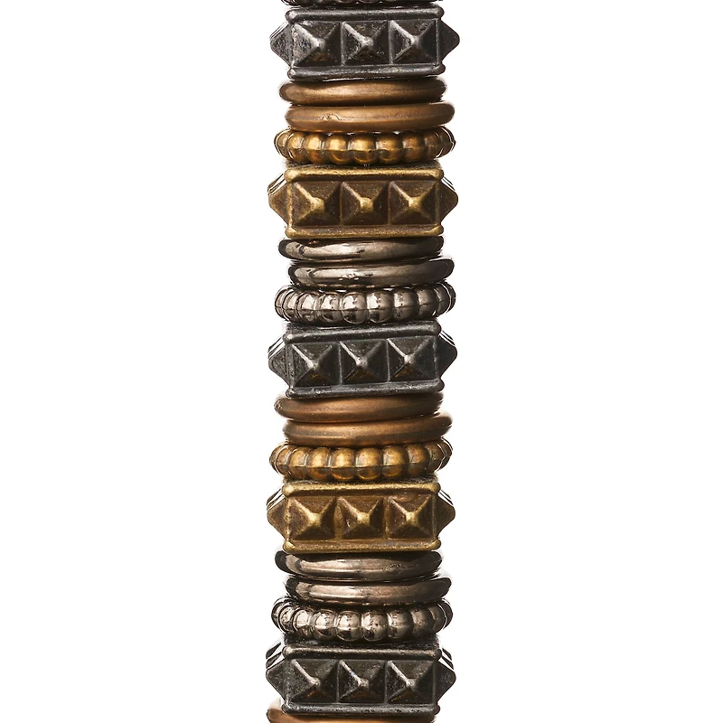 12 Pack:  Metal-Plated Carved Ring Acrylic Rondelle Beads, 12mm by Bead Landing™