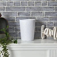 10" White Embossed Tin Planter