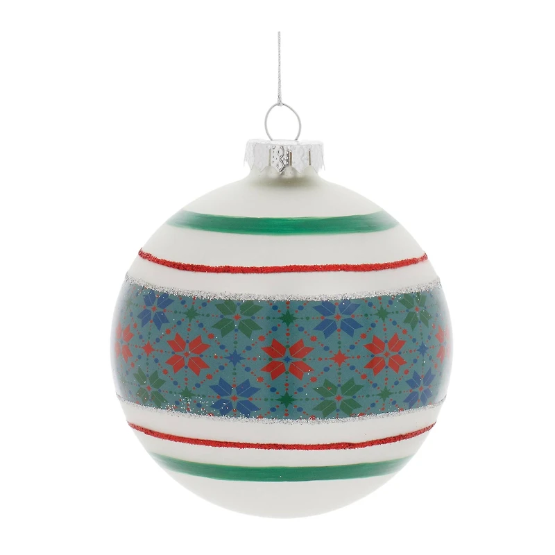 4" Stripe Patterened Glass Ball Ornaments, 6ct.