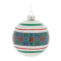 4" Stripe Patterened Glass Ball Ornaments, 6ct.