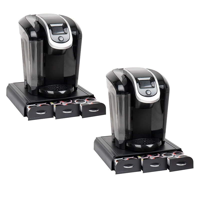Mind Reader Anchor Collection Black 3-Drawer Countertop Coffee Machine Base, 2ct.