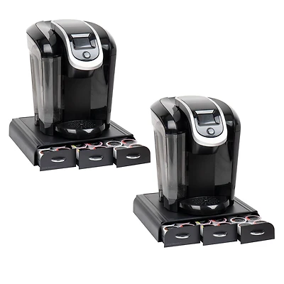 Mind Reader Anchor Collection Black 3-Drawer Countertop Coffee Machine Base, 2ct.
