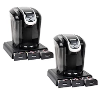 Mind Reader Anchor Collection Black 3-Drawer Countertop Coffee Machine Base, 2ct.