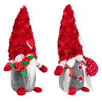 11.5" Red & Gray Fuzzy Hat Valentine's Day Gnomes Set