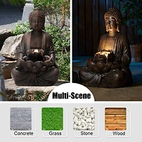 Glitzhome® 28.25" Zen-Style Meditating Buddha Statue Outdoor Fountain with LED Light