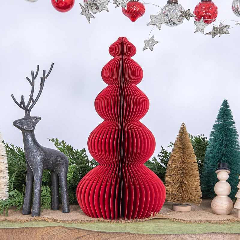 Hello Honey® 14" Red Paper Folding Honeycomb Standing Tree