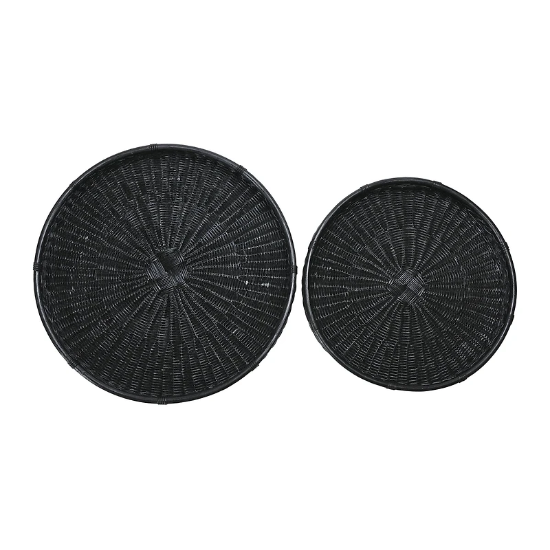 Hello Honey® Black Wicker Trays with Handle Set