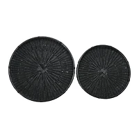 Hello Honey® Black Wicker Trays with Handle Set