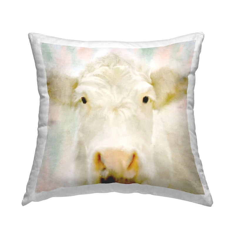 Stupell Industries Close Up Soft White Cattle Portrait Throw Pillow, 18" x 18"