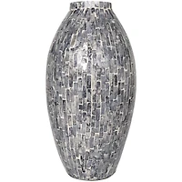 15" Gray Mother of Pearl Handmade Mosaic Inspired Vase