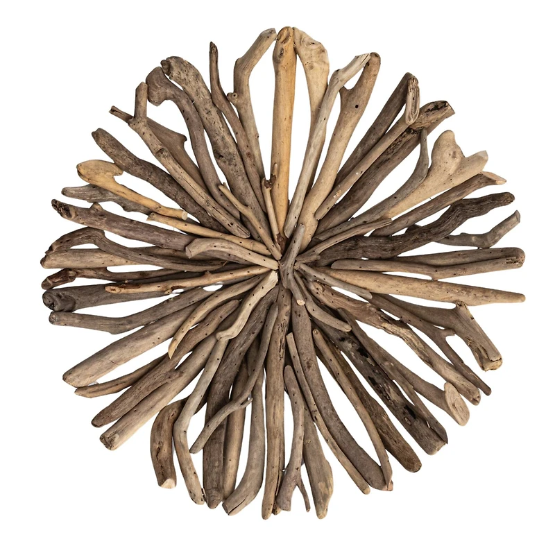 Hello Honey® 18" Natural Round Handmade Driftwood Footed Tray