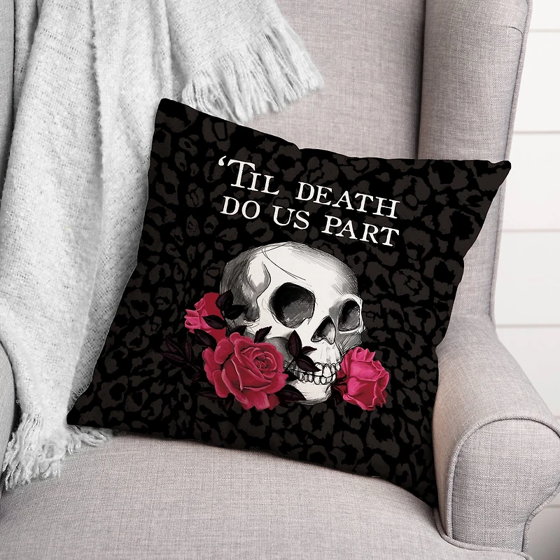 Til Death Do Us Part Skull Throw Pillow