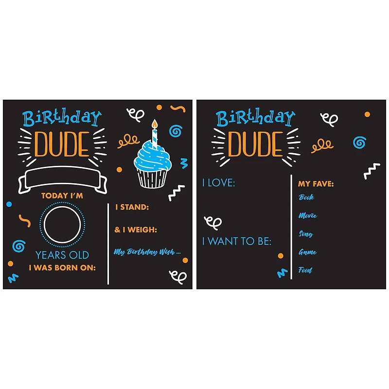 RoomMates 12" Double-Sided Birthday Dude Chalkboard