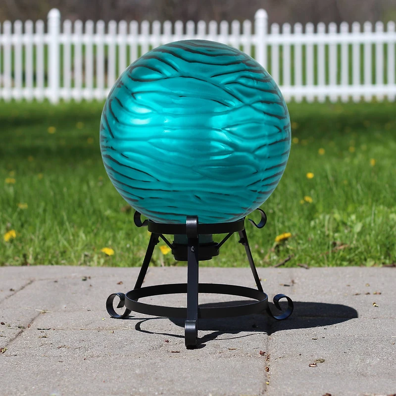 10" Turquoise Wave Outdoor Garden Gazing Ball