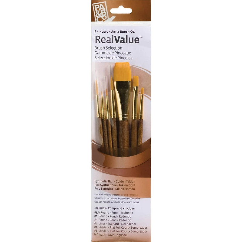 Princeton™ RealValue™ Golden Taklon Brush Set With 3/4" Wash
