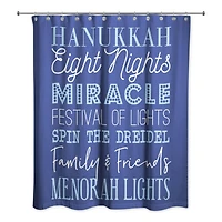 Blue Hanukkah Words Shower Curtain