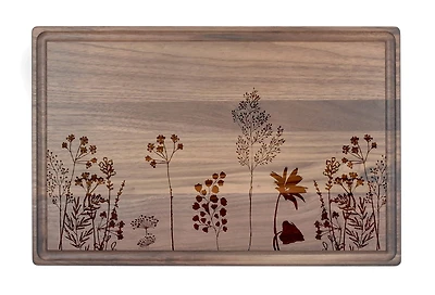 Wildflower Etch 17" x 11" Walnut Cutting Board