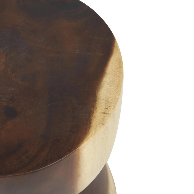 18" Brown Wood Grain Accent Table