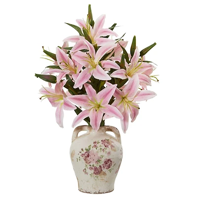 Lily Artificial Arrangement in Floral Jar