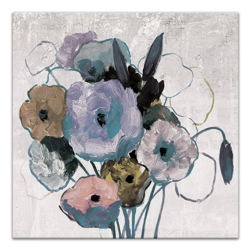 Purple Blue Florals 24" x 24" Canvas Wall Art