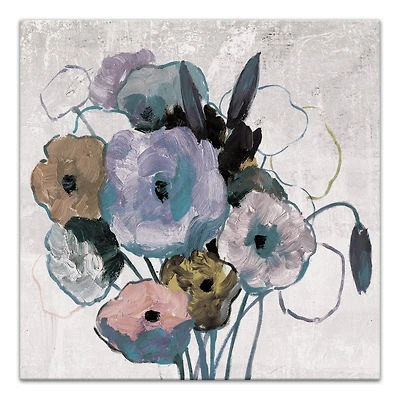 Purple Blue Florals 24" x 24" Canvas Wall Art