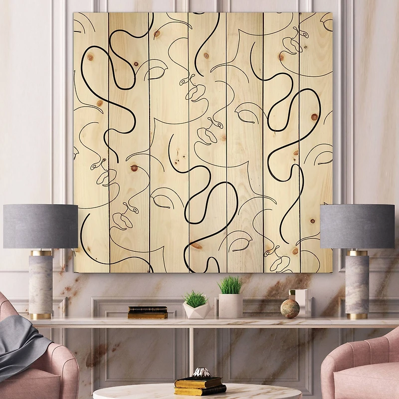 Designart - Monochrome One Line Drawing Portraits