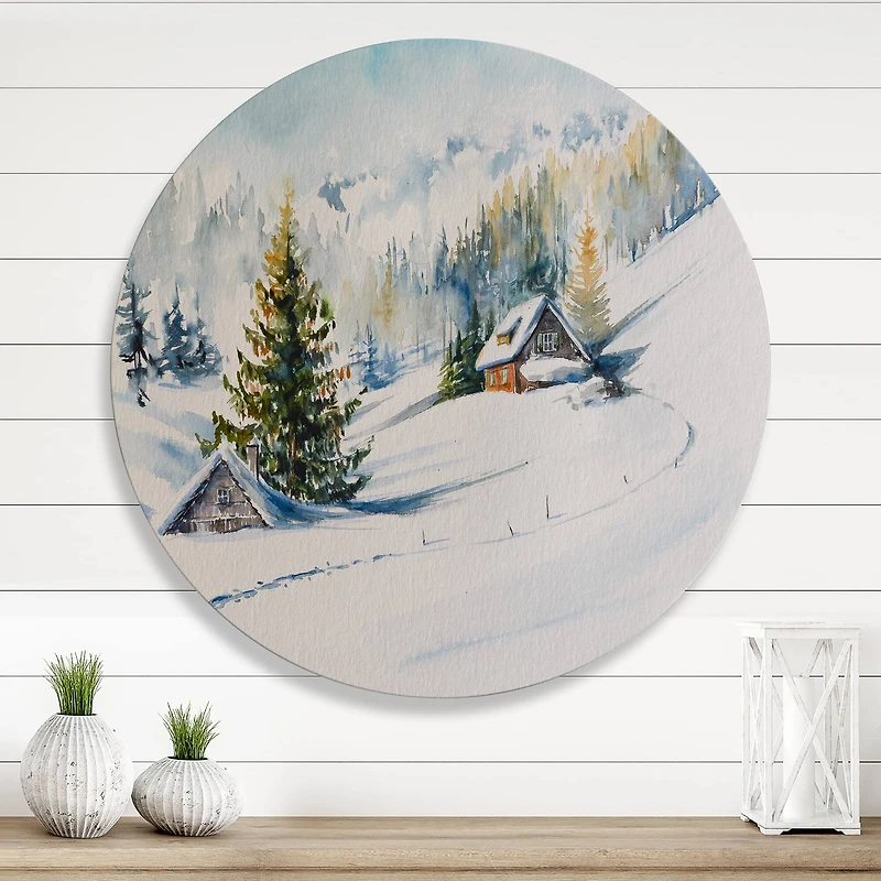 Designart - Little House In The Winter Mountains