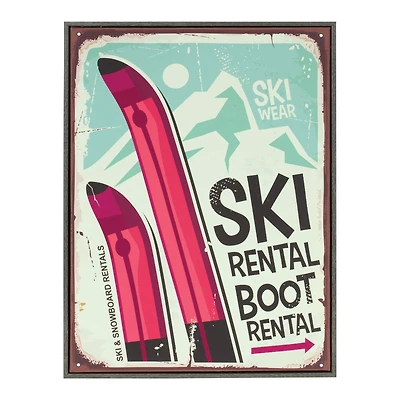 Framed Ski Lodge Wall Sign