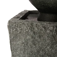 Glitzhome® 32" Polyresin Rippling Floating Sphere Outdoor Fountain with LED Light