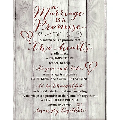 A Marriage Is A Promise Timberland Wall Plaque