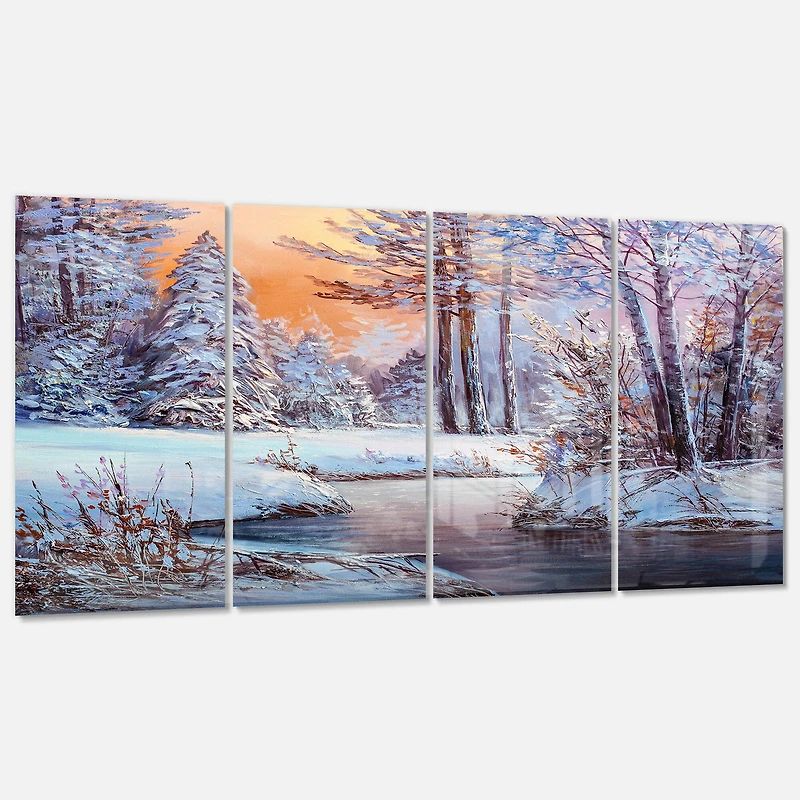 Designart - Forest in Winter Sunset
