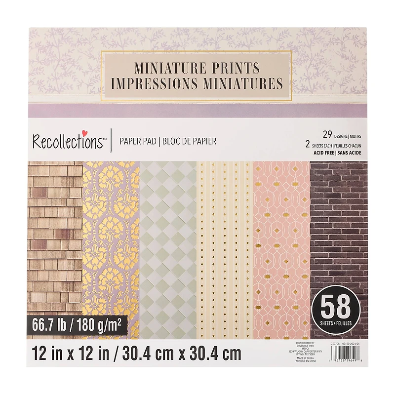 12" x 12" Miniature Prints Paper Pad by Recollections™, 58 Sheets
