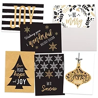 JAM Paper Black & Gold Peace & Joy Christmas Cards Set