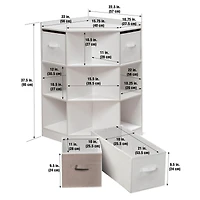 Badger Basket White Corner Cubby Storage Unit With Reversible Baskets