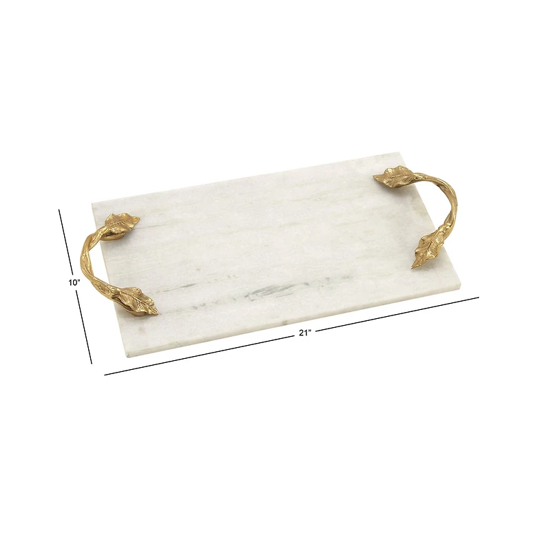 21" White Marble Natural Serving Tray