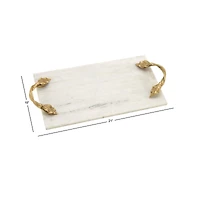 21" White Marble Natural Serving Tray
