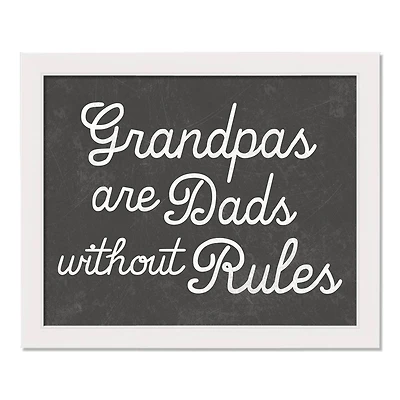 Grandpas are Dads without Rules White Framed Print Under Plexiglass
