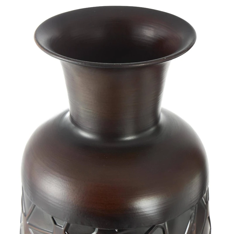Dark Brown Hammered Texture Metal Vase Set