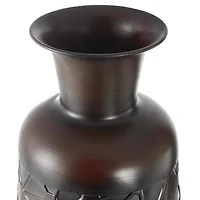 Dark Brown Hammered Texture Metal Vase Set