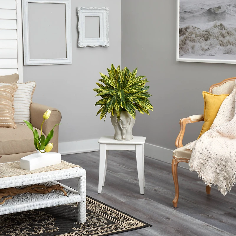 25" Spiderwort Plant in White Elephant Shaped Planter